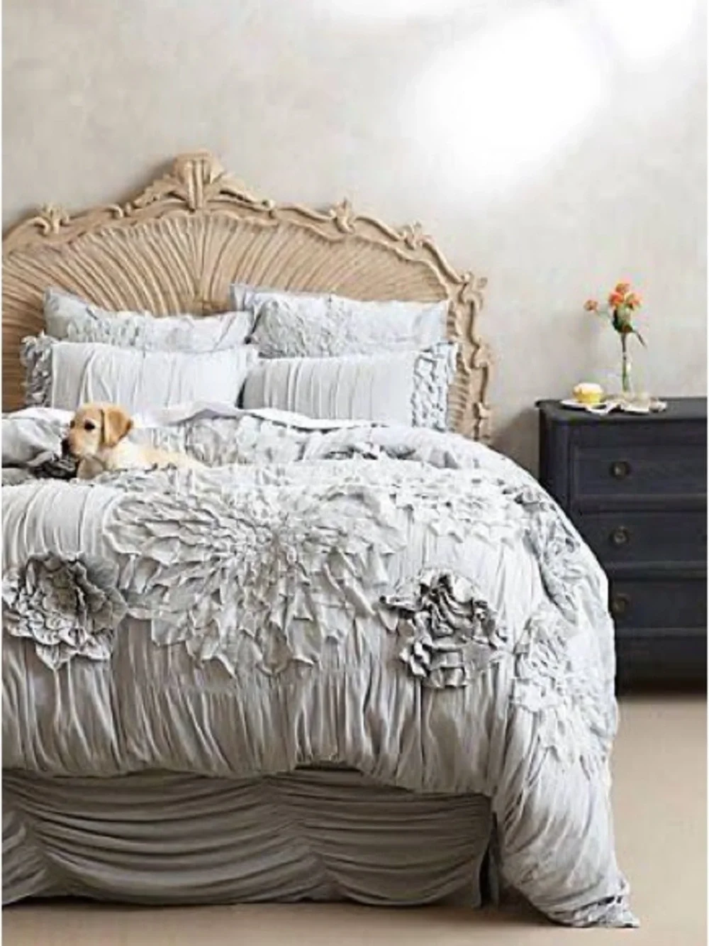 Anthropologie Georgina Collection pair of king shams - light gray